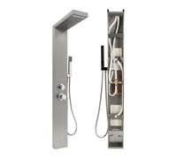MINGYI Colonne de Douche Hydromassante, avec Douchette et Pommeau, 4 Modes de Douche, Connecteur DIN Standard 1/2'' (Argent, 15×130 cm)
