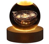 mingzhe Boule de 3D, Boule de Scintillante, Lampe LED Chaude, Rechargeable par USB, Base en Bois pour Chambre à Coucher (#2)