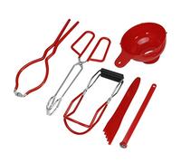 mingzhe Kit de Mise en Conserve 6 Pièces avec Lève-Bocal en Silicone et Entonnoir Acier Inoxydable pour la Conservation des Aliments, Lève-Couvercle Magnétique Inclus (Rouge)