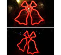 mingzhe LED Néon 12 Formes Lune Maison Arbre de Noël Coeur Lèvre Arc-en-Cupidon Elk Chauve-Souris Joli Chat Jingle Bell avec USB À Piles Flexible PVC pour Mur de Chambre (Autres 12)