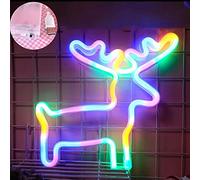 mingzhe LED Néon 12 Formes Lune Maison Arbre de Noël Coeur Lèvre Arc-en-Cupidon Elk Chauve-Souris Joli Chat Jingle Bell avec USB À Piles Flexible PVC pour Mur de Chambre (Autres 17)