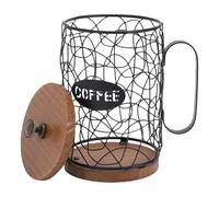 mingzhe Organisateur de Support de Dosettes café, Panier Capsules café en Bois et Métal Vintage 50 Capacités avec Couvercle pour Le Rangement Comptoir Bar à (Noire)