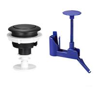 Minhe Bouton de chasse d'eau simple en ABS de rechange pour trous de 38 mm, 48 mm, 58 mm, avec support réglable, disque réglable, moderne, décoration de salle de bain, noir chromé