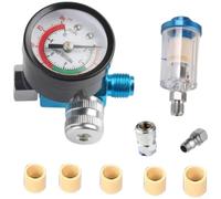 Minhe Compresseur d'air séparateur d'eau régulateur de filtre avec connecteur, élimination de l'huile et de l'eau pour peinture en aérosol, 5 filtres de rechange inclus, bleu