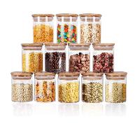 MINI, 12 pièces de 110/240 ml de boîtes de rangement en verre avec couvercles, bocaux en verre étanches à l'air pour le stockage alimentaire de cuisine, pots à épices, boîtes à café, bocaux à bonbons,