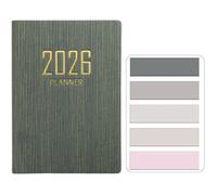 Mini 2026 Agenda de Poche Couverture Texturée en PU Petit A7 Planner Semainier 128 Pages Weekly Agenda Journalier Organisateur(Vert)