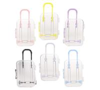 Mini 6 à Plastique en Valise Transparente Bijoux Boîte Pièces | Couvercle Clair, Format Compact Portable, Roulettes et Poignée, pour Bijoux et Boutons, Anniversaire et Croisière