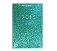Mini Agenda 2015 Format Petit Carnet 2 Jours Par Page Couverture Vinyl Couleur Vert D'eau Glitter