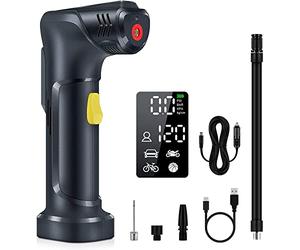 Mini Air Compressor Electric Car Air Pump Tyre Inflator with 12v DC Car Charger 2000mAh Rechargeable Battery LED Light 120PSI Hand Held Pump for Car/Bike/Motor Tires Sport Ball Toy Ball Inflatable