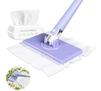 Mini balai à changement automatique de tissu, balai à changement automatique de tissu, mini balai mains libres compatible avec les serviettes de visage, balai à poussière plat mains libres (violet, 70