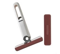 Mini balai à franges portable avec chiffon remplaçable pour petits espaces - Nettoyant de bureau auto-presseur pour carrelage - Marron gris (marron)