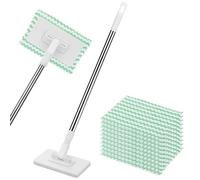 Mini Balais Nettoyer Sol avec 10 Chiffons en Microfibre Réutilisable | Balai à Clip avec Changement Automatique de Chiffon, Tête Rotative 360°, Balai Sec et Humide pour Sol, Mur, Salle de Bain