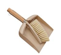 Mini Balayette de Bureau en Bois, Ensemble Balai et Pelle à Poussière | Brosse de Nettoyage Ménager, Pointes Souples en PP Pet, pour Clavier et Desktop, Beige