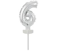 Mini Ballon pour Gâteau couleur argent - Numéro 6 - 13 cm