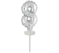 Mini Ballon pour Gâteau couleur argent - Numéro 8 - 13 cm