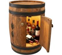 Mini-bar en fût de bois, fabriquée à la main, armoire de bar en bois d'érable ou de hêtre, dimensions 56 x 38 cm, éclairage intérieur LED, capacité pour environ 15 bouteilles, bar d'intérieur rustique