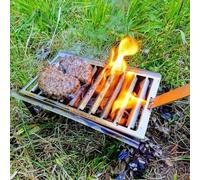 Mini-barbecue avec support et ouvre-bouteille – fumoir en acier inoxydable portable, idéal pour les voyages, le camping, la randonnée et la pêche