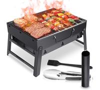 Mini barbecue portable et pliable, idéal pour les pique-niques, les jardins, le camping, les fêtes, la plage et les barbecues en plein air - Noir, dimensions : 35 x 27 x 20 cm