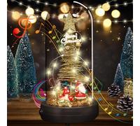 Mini boîte à Musique de Noël, Mini Sapin De Noël LED, Petit Sapin De Noël Artificiel avec Lumières, Mini Sapin De Table De Noël dans Un Dôme en Verre