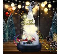 Mini boîte à Musique de Noël, Mini Sapin De Noël LED, Petit Sapin De Noël Artificiel avec Lumières, Mini Sapin De Table De Noël dans Un Dôme en Verre