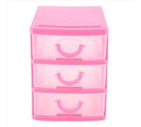 Mini boîte de rangement en plastique translucide de type tiroir (rose rouge 3 couches)