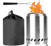 Mini-brasero de jardin, acier inoxydable, petit brasero d'extérieur, sac de rangement, barbecue, granulés, bois, 14 cm x 20 cm (H), argent