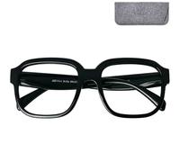 Mini Brille - Lunette Anti Lumière Bleue Oversize XL Rectangulaire Monture Épaisse (Noir), Grande Taille, Boite, Lunettes Femme sans Correction