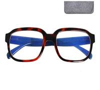 Mini Brille - Lunette Anti Lumière Bleue Oversize XL Rectangulaire Monture Épaisse (Tortue geniale), Grande Taille, Boite, Lunettes Femme + 2.0 Dioptrie