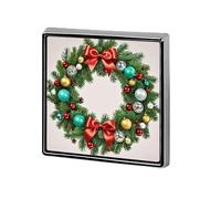 Mini broche carrée en alliage d'aluminium de 1,8 cm en forme de couronne de Noël avec branches persistantes pour sac à dos, chapeau, costume, veste, décoration de vêtements