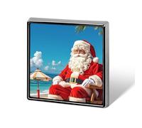 Mini broche carrée en alliage d'aluminium de 1,8 cm, motif Père Noël à la plage, pour sac à dos, chapeau, costume, veste, décoration de vêtements