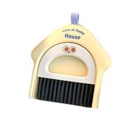 Mini brosse de nettoyage de bureau et pelle à poussière, balai portable pour clavier, bureau, confettis (jaune)