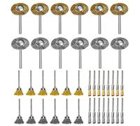 Mini Brosse Metallique pour Dremel Rotatifs Outils Accessoires 40 Pièces | Brosse Laiton Perceuse 3 Formes avec Tige 3mm pour Polissage Dérouillage Nettoyage Ponçage