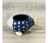 Mini cache-pot poisson bleu en céramique 5 cm
