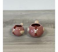Mini cache-pot poule rose en céramique 7 cm