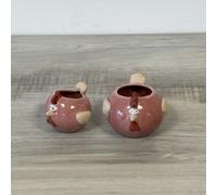 Mini cache-pot poule rose en céramique 8 cm