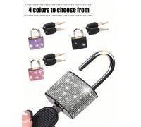 Mini cadenas n cristal étincelant - Petit cadenas en métal avec 2 clés, sans montage requis, cadenas de bagage avec clés, cadenas de casier de rangement, petit cadenas de bagage, cadenas à clé