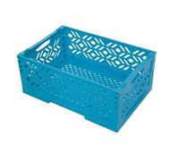 Mini Cagette en plastique turquoise empilable et pliable - ON RANGE TOUT