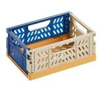 Mini caisse de rangement - Plastique - Pliable - Bleu/Jaune - 14x10,5x6cm - Bureau, loisirs créatifs