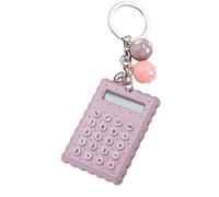 Mini Calculatrice de Poche Rétro Biscuit avec Porte-Clés | Boutons Silicone Souple, Écran 8 Bits Claire, Format Compact