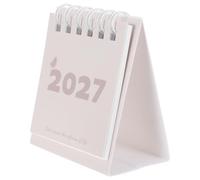 Mini Calendrier de Bureau 2027 Debout, Organiseur Quotidien Minimaliste | Format à Feuillets Détachables, Reliure Métallique Double Spirale, Beige Élégant, pour Notes, Rappels, Bureau Professionnel
