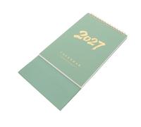 Mini Calendrier de Bureau 2027 Vert, Mensuel avec Support en Papier métal | Format Vertical Peu Encombrant, Base Rigide Stable, Reliure Spirale, Lecture Claire, pour t Espace Professionnel