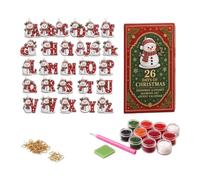 Mini calendrier de l'Avent 2026, 24 pièces, G | Kit de décoration à suspendre, motifs de Noël festifs, activité artisanale familiale, comprend des outils et des pierres