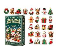 Mini Calendrier De L'Avent En Brique De Noël 24 Jours, Acrylique 2D | Countdown Décorations Pour Noël, Briques A Construire Avec Boucles De Suspension, Suspension Pour Sapin Couronnes Des Fêtes