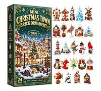 Mini calendrier de l'Avent en forme de brique de Noël en acrylique 2D | Mini calendrier de l'Avent en brique, 24 jours de Noël, pour la maison, le salon, la cheminée, la cheminée, les fêtes