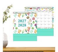 Mini Calendrier de Table 2027-2028 Planificateur Travail Personnel 18 Mois | Calendrier Chevalet Pour Étudiants Enseignants Femmes Hommes Anniversaire Fête Bureau Maison Dortoir Appartement S2-Cactacées