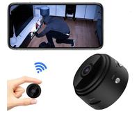 Mini caméra de sécurité, 1080p HD WiFi intérieur/extérieur pour bébé/animal/nounou, visionnage à distance avec application