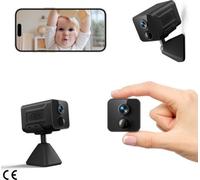 Mini caméra de sécurité WiFi portable d'intérieur 1080P - alimentée par batterie, détection de mouvement PIR, vision nocturne, haut-parleur bidirectionnel - sécurisez vos pièces grâce au stockage sur 