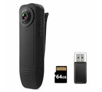 Mini Caméra de Surveillance Corporelle HD 1080P Audio Vision Nocturne | 64 Go inclus, enregistrement en boucle, batterie 1000mAh 6h, clip universel, sans configuration, pour agent sécurité