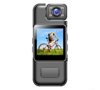 Mini caméra portable 4K avec objectif rotatif à 180 degrés et capacité de vision nocturne avec batterie longue durée pour un enregistrement prolongé Noir
