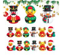 Mini Canards de Noël 15 Pièces Petits Cadeaux Miniatures pour Bas de Noël | Figurines Miniatures de Noël Pour l'Avent, la Croisière, les , le Bain, l'Anniversaire, les Fêtes, Soirées, Thanksgiving